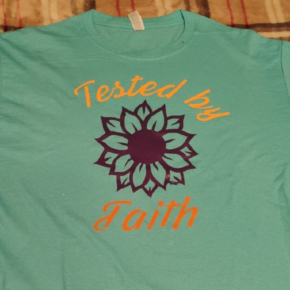 Jerzees Teal T-Shirt with Red Stitching